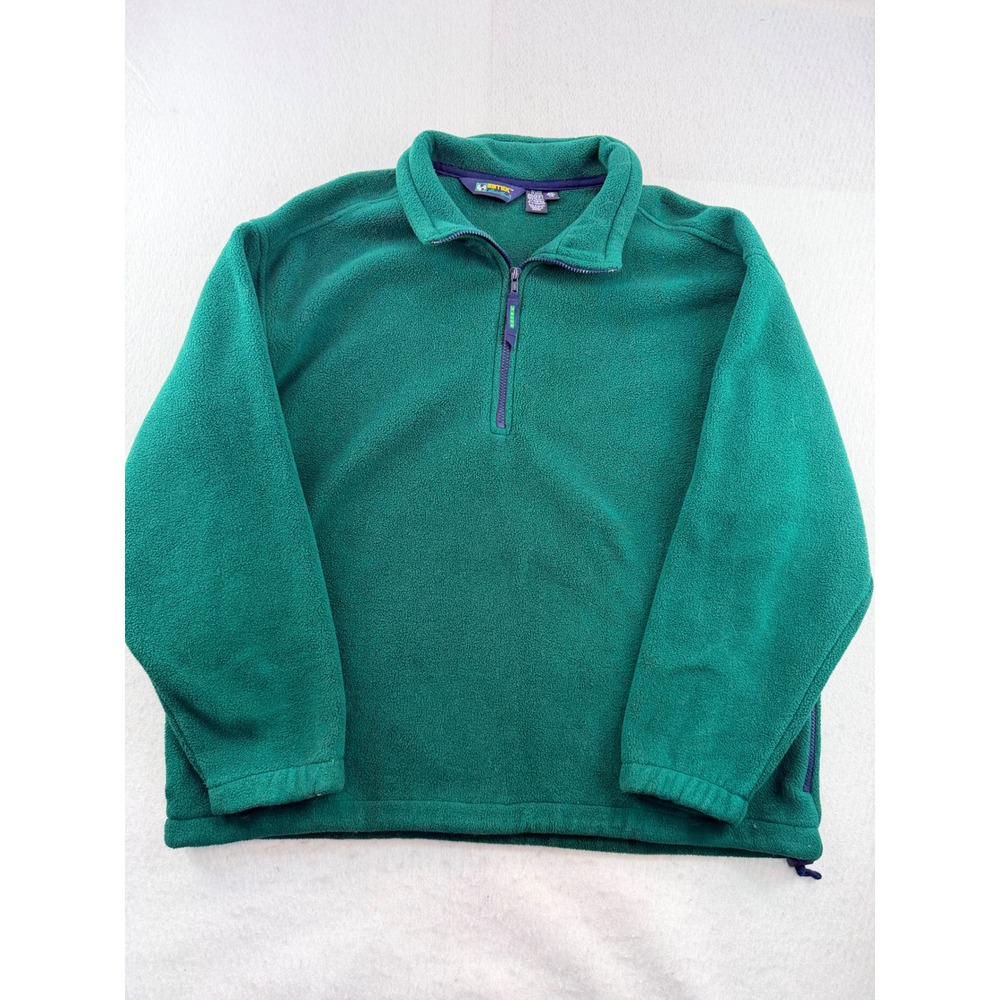 Vintage 1990s EBTEK Eddie Bauer Polartec Fleece Pullover Men's L Green 1/4 Zip